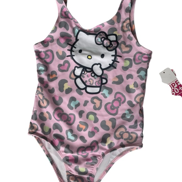 Hello Kitty Pink and Black One Piece Swimsuit - Picture 1 of 5